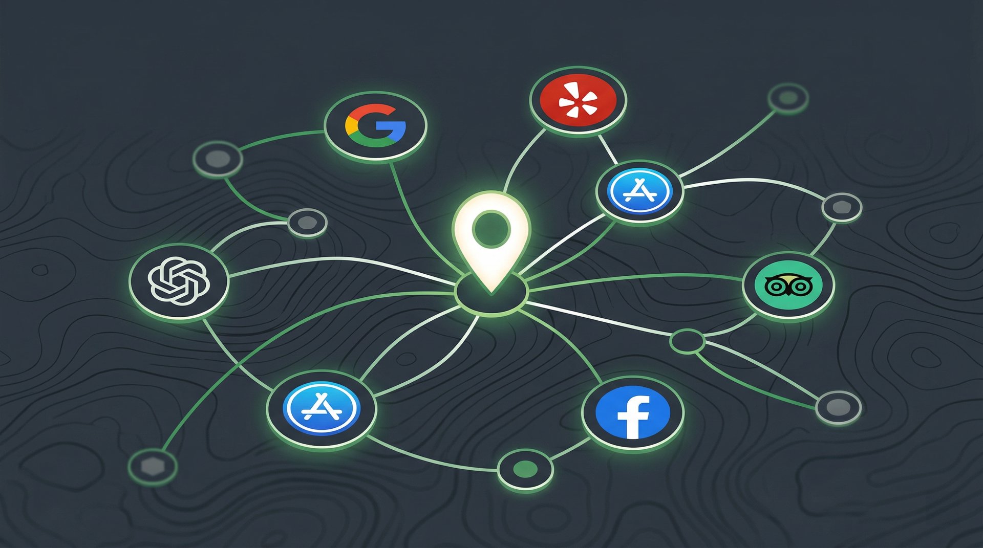 Network of local business citations across maps and directories