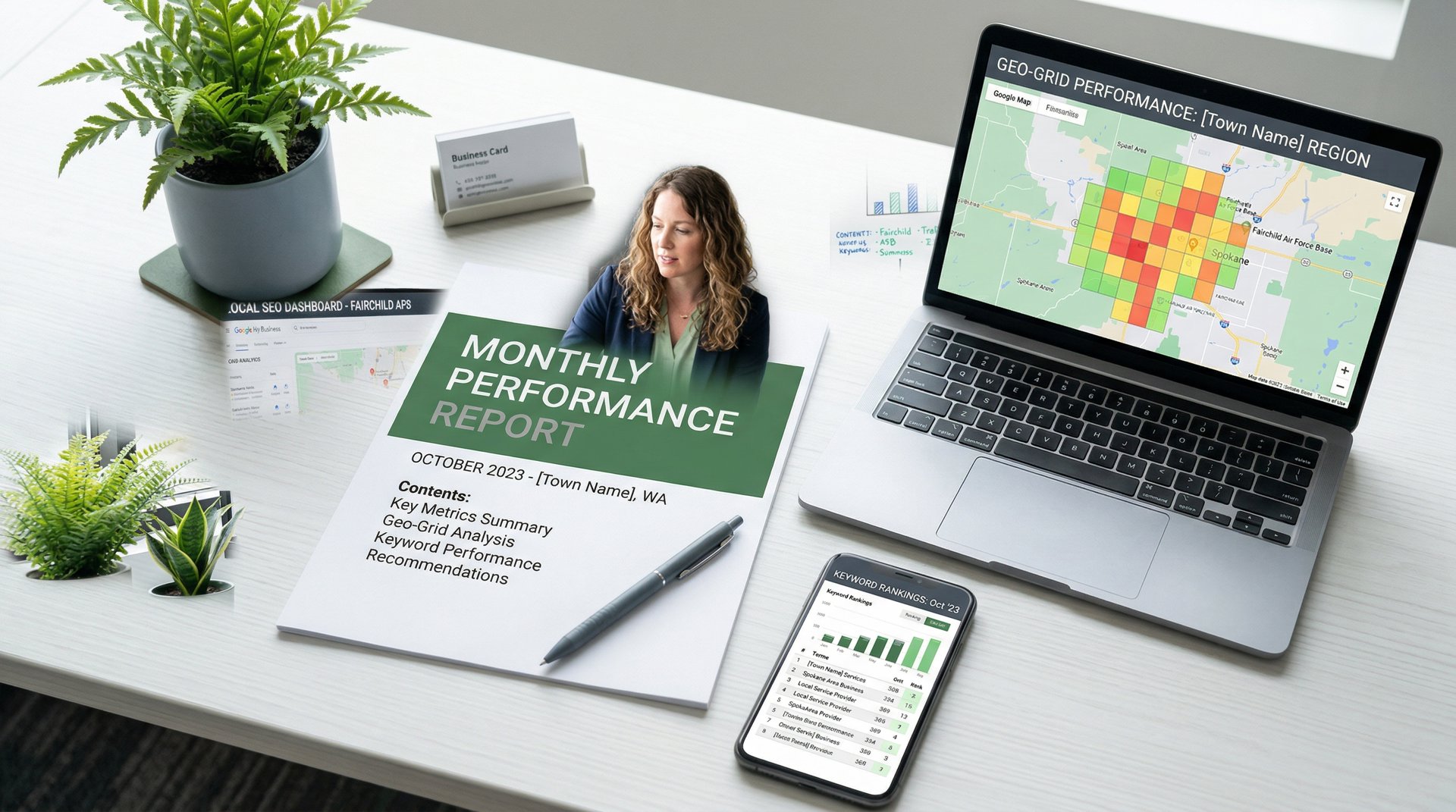 Local SEO monthly performance report and analytics dashboard