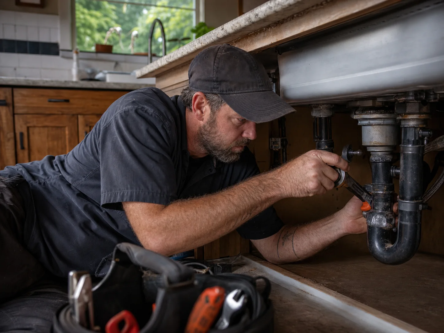 Plumbing professional at work