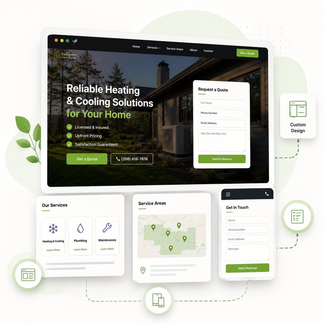 Custom website design for a home service business with lead capture